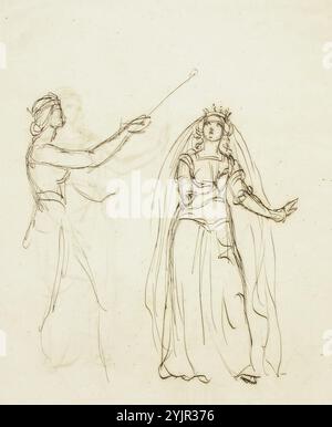 Sjöstrand, Carl Eneas, oeuvre, croquis pour Cendrillon illustration, 1867 ?, dessin, 37 cm x 23,5 cm Banque D'Images