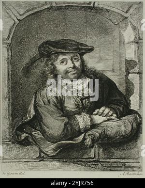 Bartsch, Adam von, œuvre, autoportrait de Ferdinand bol, (1000 - 2000), texte technique : gravure au trait, graphiques, largeur de plaque 14,5 cm, hauteur de plaque 18,8 cm, largeur de feuille 15,5 cm, hauteur de feuille 20 cm, largeur d'image 13,2 cm, hauteur d'image 16 cm Banque D'Images