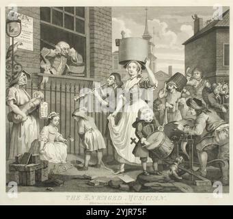 Cuisinier, Thomas, inventeur : William Hogarth, œuvre, le musicien engagé, 1797, gravure sur cuivre, graphiques, largeur de plaque 40,9 cm, hauteur de plaque 35,7 cm, largeur de feuille 51,5 cm, hauteur de feuille 40,5 cm, largeur d'image 39,1 cm, hauteur d'image 32,5 cm Banque D'Images