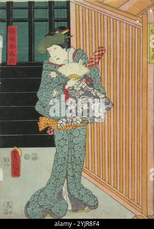 Kunisada, œuvre, acteur Seki Sanjuro III dans la pièce Iseondo koi no Minato (chanson de danse d'Isen dans le port de l'amour), 1855, gravure sur bois couleur, graphisme Banque D'Images