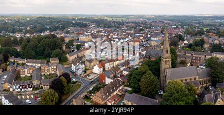 Panorama aérien du centre-ville de Knaresborough dans le Yorkshire du Nord Banque D'Images