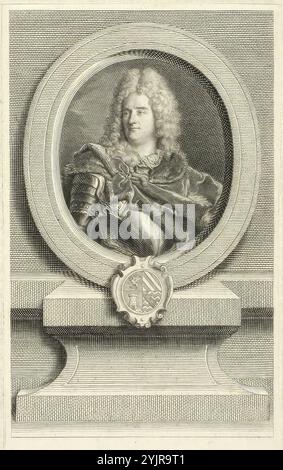 Drevet, Pierre, inventeur : Hyacinthe Rigaud, oeuvre, Cisternay du Fay, 1728, gravure sur cuivre, graphiques, largeur de plaque 9 cm, hauteur de plaque 15 cm, largeur 13,3 cm, largeur de l'image 8,4 cm, hauteur de l'image 13 cm, hauteur 19,2 cm Banque D'Images