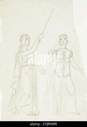 Sjöstrand, Carl Eneas, oeuvre, croquis pour Cendrillon illustration, 1867 ?, dessin, 33 cm x 21 cm Banque D'Images