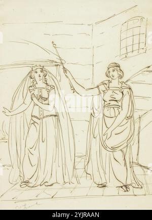 Sjöstrand, Carl Eneas, oeuvre, croquis pour Cendrillon illustration, 1867 (?), dessin, 36,5 cm x 22,5 cm Banque D'Images