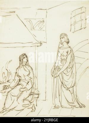 Sjöstrand, Carl Eneas, oeuvre, croquis pour Cendrillon illustration, 1867, dessin, 37 cm x 22,5 cm Banque D'Images