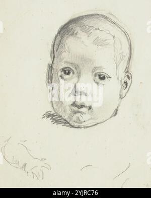 Becker, Adolf von, oeuvre, visage d'un petit enfant, crayon, dessin, PORTRAIT, enfant, bébé, inconnu, tête, 11 cm x 8,5 cm Banque D'Images