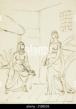 Sjöstrand, Carl Eneas, oeuvre, croquis pour Cendrillon illustration, 1867 (?), dessin, 36,5 cm x 23 cm Banque D'Images