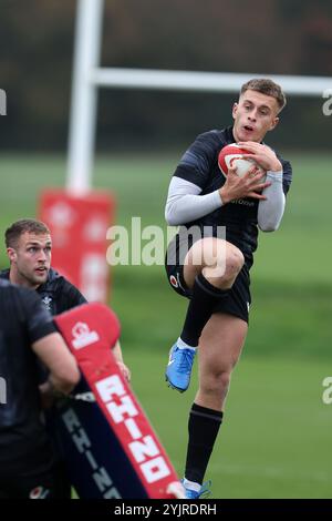 Cardiff, Royaume-Uni. 15 novembre 2024. Cameron Winnett du pays de Galles lors de l'entraînement de l'équipe de rugby du pays de Galles, Hensol, Vale of Glamorgan, vendredi 15 novembre 2024. L'équipe s'entraîne avant le prochain match international d'automne contre l'Australie. photo par Andrew Orchard/Alamy Live News Banque D'Images