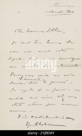 Lettre à Philip Zilcken, lettre, imprimé, écrivain : chatine, Paris, dans ou avant le 25 octobre 1908, encre papier, écriture, stylo, Philip Zilcken Banque D'Images