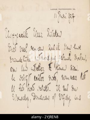 Lettre à Philip Zilcken, lettre, imprimé, écrivain : R. Cremers, la Haye, 11-Jun-1907, encre de papier, écriture, stylo, impression, Philip Zilcken Banque D'Images