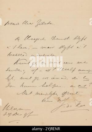 Lettre à Philip Zilcken, lettre, imprimé, écrivain : Johannes de Koo, Hilversum, 27-Dec-1897, encre papier, écriture, Pen, Philip Zilcken Banque D'Images