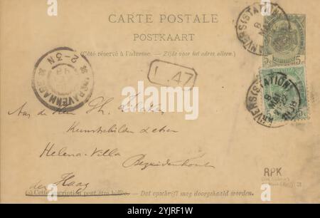 Carte postale à Philip Zilcken, carte postale, écrivain : Pol de Mont, Anvers (ville), au plus tard le 8 mai 1898, encre carton, écriture, stylo, photographie, 'cinématographie, Astène, Philip Zilcken, Emile Claus, Geïllustreerd Maandschrift d'Elsevier, Albert Baertsoen Banque D'Images