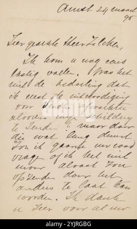 Lettre à Philip Zilcken, lettre, imprimé, écrivain : Thérèse Schwartze, Amsterdam, 24-Mar-1895, encre de papier, écriture, stylo, exposition, art, Venise, Philip Zilcken Banque D'Images