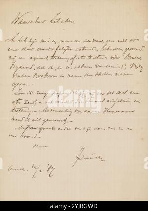 Lettre à Philip Zilcken, écrivain : Jan Zürcher, Amsterdam, 14 février 1887, encre papier à carreaux, écriture, plume, dessin, arts graphiques, Philip Zilcken, Johannes Bosboom, Marinus van der Maarel Banque D'Images