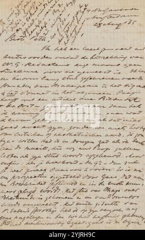 Lettre à Jan Veth, écrivain : Albert Verwey, Amsterdam, 28-août-1885, encre papier damier, écriture, plume, enregistré dans : Albert Verwey, Margaretha H. Schenkeveld, rein van der Wiel : correspondance du 1er juillet 1885 au 15 décembre 1888, Amsterdam : EM. Uitgeverij B.V. de Querido, 1993, p. 41-44., littérature, arts, personnages historiques (portraits et scènes de vie), argent, Jan Veth, de Nieuwe Gids, William Shakespeare, Willem Anthony Paap, Willem Bilderdijk, Frank van der Goes, chap van Deventer, Willem Doorenbos, Frederik van Eeden, Adriaan Rössing, Frans Netscher, August Allebé, Jac van Looij, Christiaan Banque D'Images