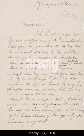 Lettre à Jan Veth, écrivain : Willem Bastiaan Tholen, Kampen, 10 février 1885, encre papier, écriture, Pen, sujet, Kampen, Jan Veth Banque D'Images