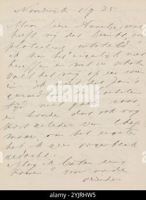 Lettre à Anna Dorothea Dirks, écrivaine : Martha van Vloten, Noordwijk, 1er juillet 1925, encre papier, écriture, plume, vie de famille, Anna Dorothea Dirks, Jan Veth Banque D'Images