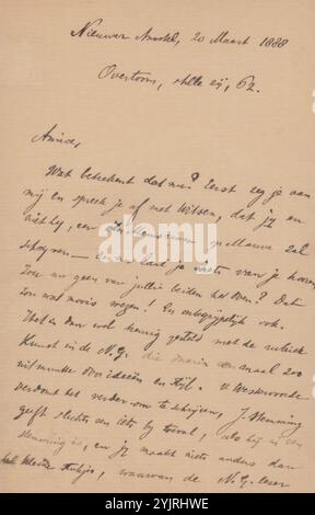 Lettre à Jan Veth, écrivain : Willem Kloos, Amsterdam, 20 mars 1888, encre papier, écriture, stylo, Jan Veth, Willem Witsen, Guide de Nieuwe Banque D'Images