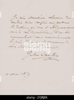 Lettre à Ary Johannes Lamme, écrivain Pierre Jules Cavelier, 10 mai 1859, encre papier, écriture, stylo, dessin, Ary Johannes Lamme Banque D'Images