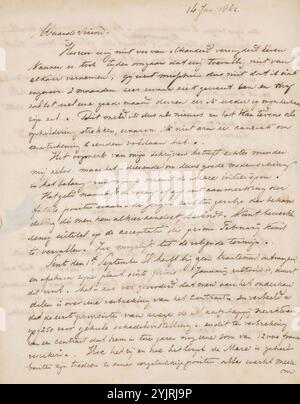 Lettre à Ary Johannes Lamme, écrivain : Lodewijk Anthony Vintcent, 14 janvier 1842, encre papier, écriture, stylo, maladies, dessin, argent, vie de famille, Ary Johannes Lamme, Johannes de Mare, Ary Scheffer Banque D'Images