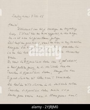 Richard Nicolaüs Roland Holst, Paris, 8 février 1925, crayon à papier, écriture, stylo, exposition, art, arts appliqués, arts et artisanat, design industriel, plan, architecture, Paris, Willem Bogtman, lettre à Willem Bogtman, écrivain : Richard Nicolaüs Roland Holst Banque D'Images