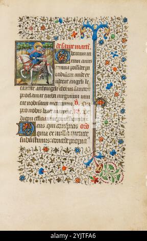 Saint Martin divisant sa cape ; Livre des heures, vers 1440-1450. Martin coupa sa cape en deux avec une épée et en donna la moitié à un mendiant. Banque D'Images