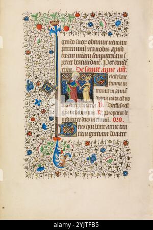 Sainte Anne et la Vierge Marie enfant ; Livre d'heures, vers 1440-1450. Anne, la mère de Marie, a appris à sa fille à lire. Banque D'Images