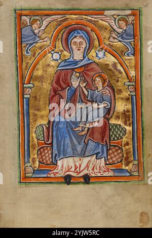 La Vierge à l'enfant intronisé ; illustré Vita Christi, avec des suppléments de dévotion, vers 1190-1200. Banque D'Images