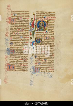 Initial M : Saint-Barthélemy ; Missal, entre 1389 et 1400 environ. Banque D'Images