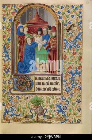 La présentation dans le Temple ; Livre des heures, vers 1466-1470. Banque D'Images