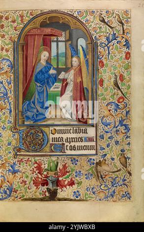 L'Annonciation ; Livre d'heures, vers 1466-1470. Banque D'Images