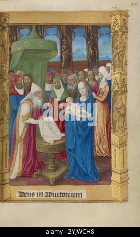 La présentation dans le Temple ; Livre des heures, 1478. Banque D'Images