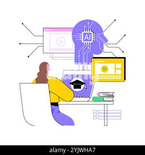 Illustration vectorielle de concept abstrait de formation des employés prise en charge PAR L'IA. Illustration de Vecteur