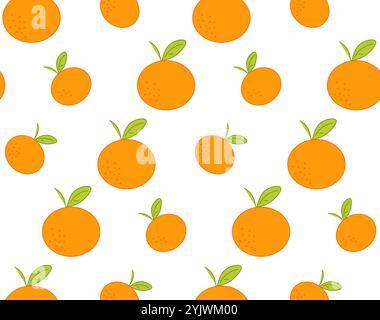 Motif sans couture avec mandarines orange, mandarines et feuilles vertes. Fond transparent, illustration vectorielle graphique. Illustration de Vecteur