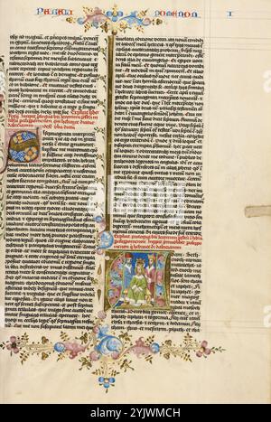 Initiale A : le couronnement de David ; Bible, vers 1450. Banque D'Images