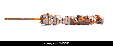 Poulet japonais yakitori isolé sur un fond blanc. Banque D'Images