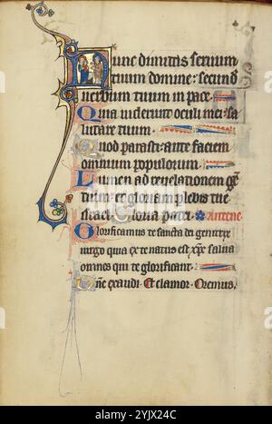 Initiale N : la présentation dans le Temple ; heures Ruskin, vers 1300. Banque D'Images