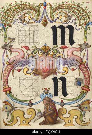 Guide pour la construction des lettres m et n ; Mira calligraphiae monumenta, vers 1591-1596. Banque D'Images