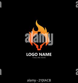 vecteur de conception de logo de flamme spartiate Illustration de Vecteur