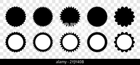 Prix Starburst. Ensemble de cercles avec bord tranchant et ondulé. Étiquettes vectorielles de style plat simple Illustration de Vecteur