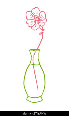 Fleur en une ligne dans un vase. dessin à la main. Pas ai, illustration vectorielle Illustration de Vecteur