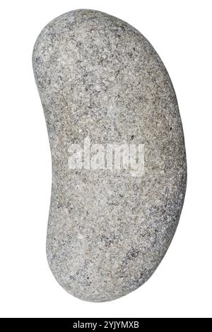 Vue de dessus d'un seul galet noir isolé sur fond blanc. Banque D'Images