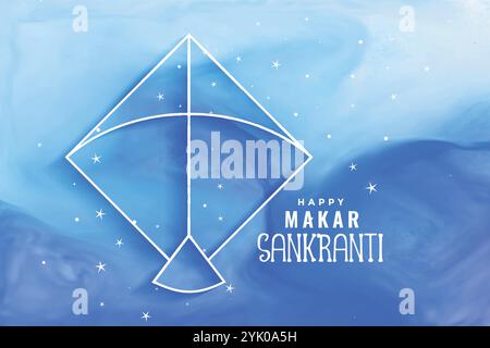 Makar sankranti aquarelle fond bleu Illustration de Vecteur