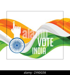 Couleur du drapeau tricolore indien avec la main de vote Illustration de Vecteur