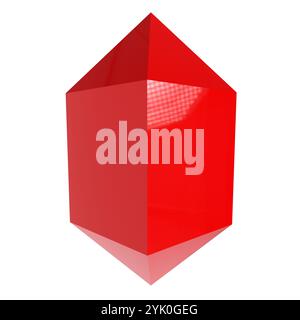 Un solide géométrique rouge vif se distingue sur un fond Uni, soulignant sa forme. Banque D'Images