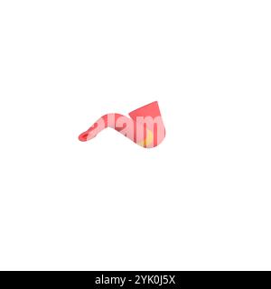 Un tuyau flexible rose vif se distingue sur un fond blanc propre. Banque D'Images