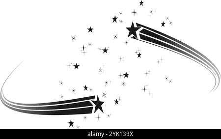 étoiles filantes de deux illustrations vectorielles latérales isolées sur fond blanc. Illustration de Vecteur
