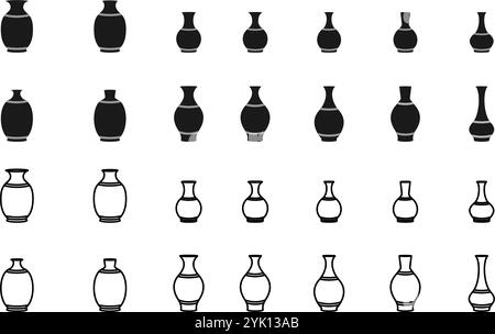 illustration vectorielle de jeu d'icônes de vase isolée sur fond blanc. Illustration de Vecteur