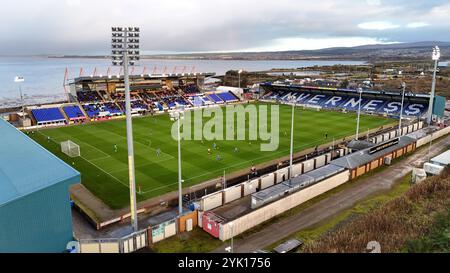 16 novembre 2024 : Inverness Caledonian Thistle Football Club Tulloch Stadium locator GV vue générale. Le match joué sur la photo est Inverness vs Alloa Athletic. Photo : Andrew Smith Banque D'Images