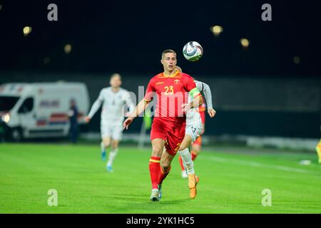 Podgorica, Monténégro. 16 novembre 2024. PODGORICA, MONTÉNÉGRO - 16 NOVEMBRE : Adam Marusic, du Monténégro, lors du match du Groupe B4 de la Ligue des Nations 2024/25 de la Ligue B entre le Monténégro et l'Islande au Niksic City Stadium le 16 novembre 2024 à Niksic, Monténégro. Photo : Stefan Ivanovic/PIXSELL crédit : Pixsell/Alamy Live News Banque D'Images